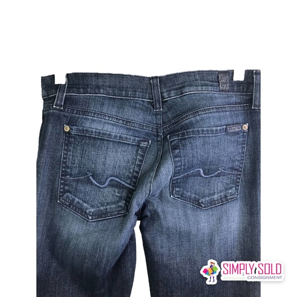 7 For All Mankind Women's Bootcut Jeans Mid-Rise Denim Pants Dark Wash Cotton 28 - Picture 6 of 10